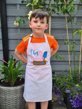 Load image into Gallery viewer, Childrens Personalised Apron / Chef In Training Kids Baking Apron / Kitchen Cooking Apron / Lightweight Childrens Apron / Gift
